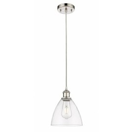 Innovations Lighting 516-1P-PN-GBD-752 Bristol Glass - 1 Light Mini Pendant in Industrial Style-11.25 Inches Tall and 7.5 Inches Wide, Finish Color: Polished Nickel, Glass Color: Clear, Installation: