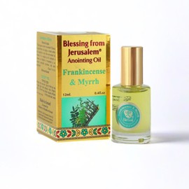 Ein Gedi Frankincense and Myrrh Anointing Oil, Blessing from Jerusalem - Gold Collection, Made in Holy Land (12ml - 0.4 Oz) Anointing Oil for Prayers and Blessings Scented with Oils of The Bible.