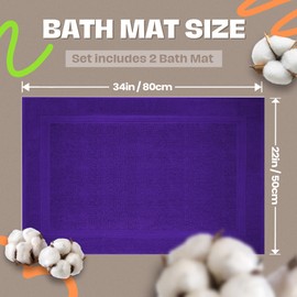 Infinitee Xclusives Premium Cotton Bath Mats for Bathroom – Pack of 2 | 34x22 Inches | Ultra Soft, Super Absorbent, Non-Slip, Machine Washable Mats (Profound Purple) [Not a Rug]