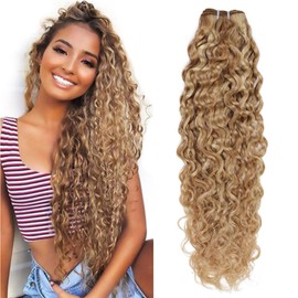 Brazilian P27/613 Water Wave Blonde Human Hair Extensions Unprocessed Human Hair Bundles Weft 1PC 100g Piano Color (14")
