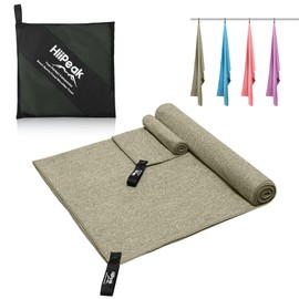 HiiPeak Microfibre Towel Compact Camping Beach Towel - Quick Dry Lightweight Absorbent Sports Gym Towel Swimming Hiking Drying Towel for Men,Women (Heather grey, (160cm x 80cm) + (50cm x 30cm))
