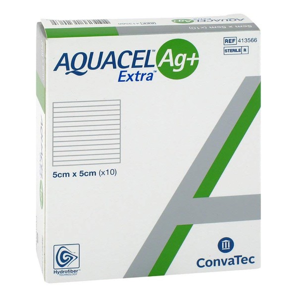 Aquacel Silver A G+ EXTRA Wound Dressings 5 cm x 5 cm x10