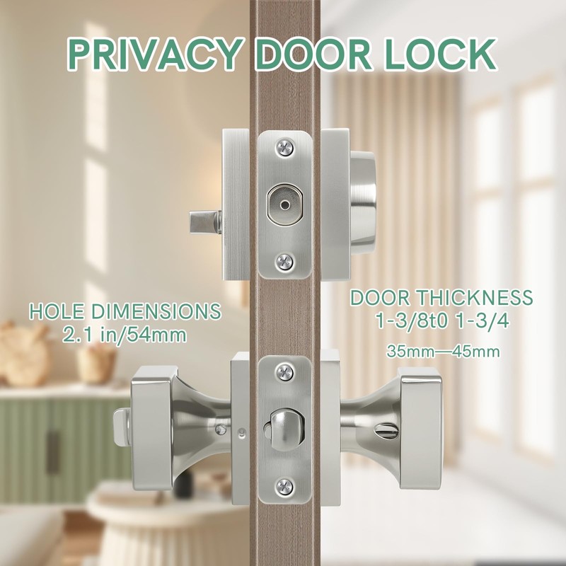 Square Door Knobs Exterior Door Lock Set with Deadbolt, Single
