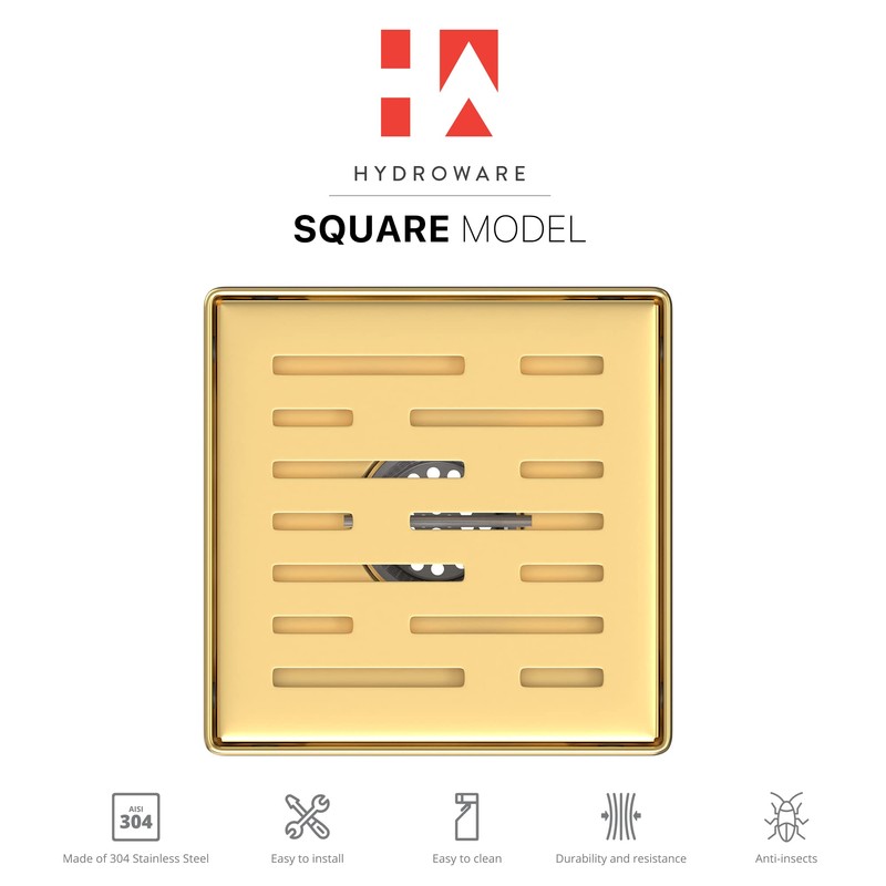 Hydroware Shower Drain - Stainless Steel Square Shape Shower Floor