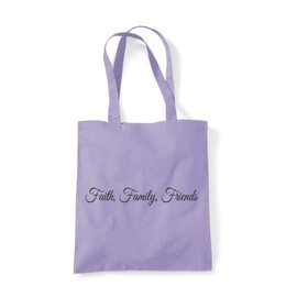 Faith, family, friends religious quote [FHSVG] tote shopping bag - Lavender