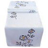 Raebel OHG Tablecloth 40 x 140 cm Wool White Flowers Grey Embroidered Table Runner Spring Summer (40 x 140 cm)