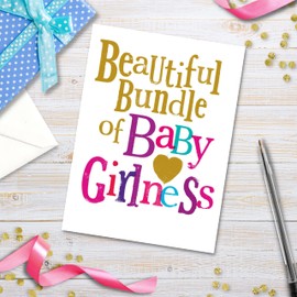 Danilo Promotions Limited Beautiful Bundle Of Girliness, New Baby Card, Baby Girl Card, Congrats, Congratulations, Greetings Card,Multi,172mm x 124mm