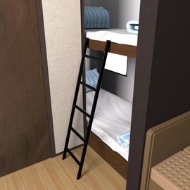 RV Bunk Bed Ladder 45"/50"/55"/60"/66"/72'', Heavy Duty Travel Trailer Bed Ladders with 4 Hook and Foot Caps, Metal Twin Bed Step Ladder for Home Dorm Appartments, Load 330 LBS (50inch / 127cm, Black)