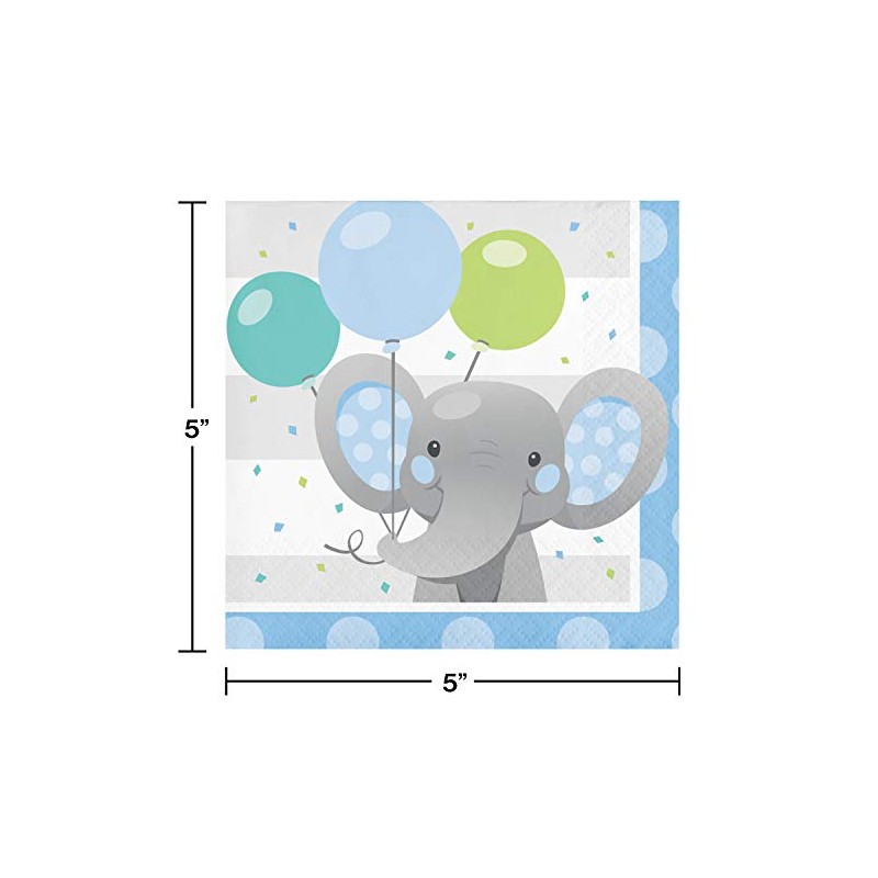 Creative Converting Enchanting Elephants Boy Beverage Napkins, 16 ct