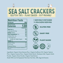 Fair & Square Gluten Free Sea Salt Crackers Powered by Gut Friendly, Prebiotic Banana Flour | Organic, Vegan, Dairy Free, Allergen Friendly, Grain Free, Nut Free, Sugar Free, Kosher | 4 oz (Pack of 2) - Sea Salt Crackers