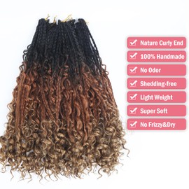 Goddess Crochet Braids Hair Extensions for Women 10 Inch 7 Packs 260g，#1B/30/27 Ombre Color Curly Boho Braids Crochet Hair