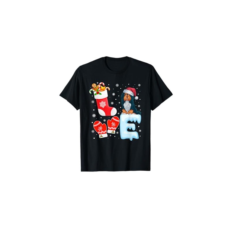 Santa Hat Christmas Stocking Holiday Havanese Dog Lovers T-Shirt