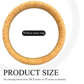 Wevdn Car Steering Wheel Cover, 15×15 Inch Soft Plush Elastic Steering Wheel Protector, Anti-Slip Fluffy Warm Steering Wheel Cover for Girls Women Men, Winter Steering Wheel Pad (Beige)