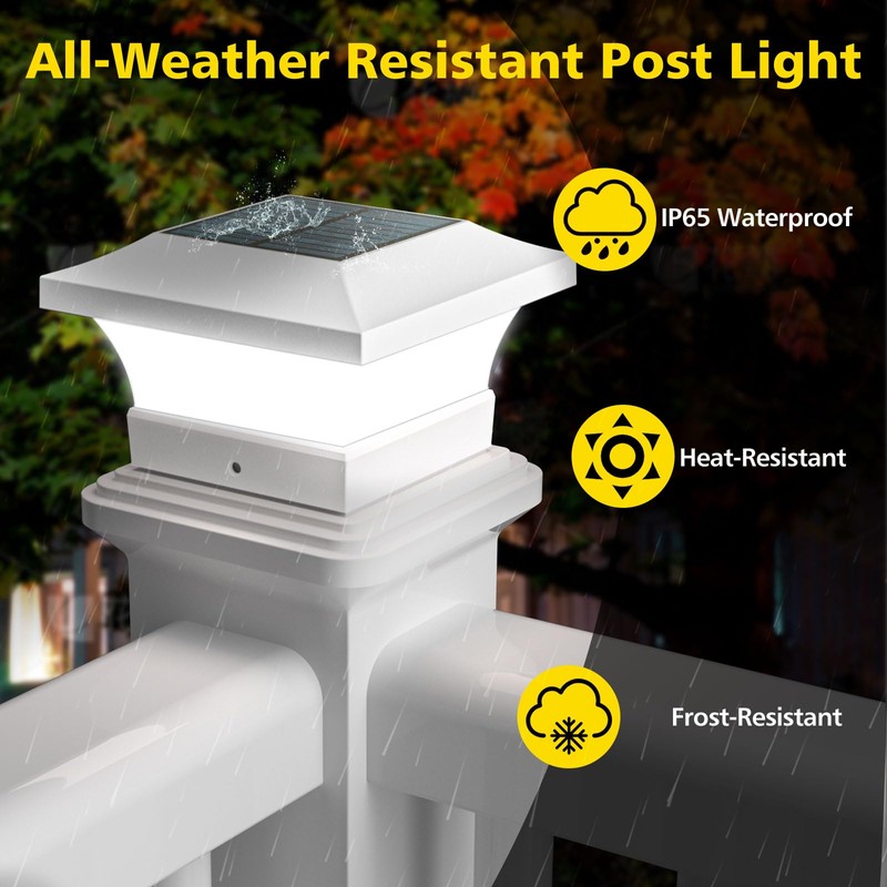 T-SUN Solar Post Cap Lights, Waterproof Outdoor Solar Powered Deck