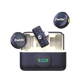 Zwide Wireless Lavalier Microphone System with Charging Case M8-C(1to2)+C8, Noise Cancellation & Reverberation, Compact Mini Lapel Mics with Detachable Magnetic Clip for Android Phones/PC/USB-C Port