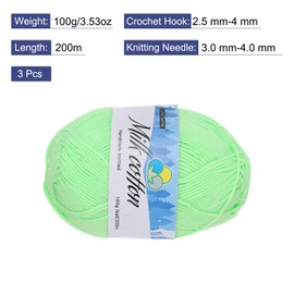 Rebower Cotton Yarn,65% Cotton and 35% Acrylic Fibers Soft Knitting Yarn [for Hand DIY Bag Cushion Crocheting Knitting Projects Home Decor], -3 Skeins/3×218yards/3×3.53oz/Light Green