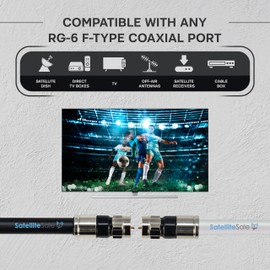SatelliteSale Digital 75Ohm RG-6/U Coaxial Cable with F-Type Connector Indoor/Outdoor Universal Wire White Cord 50 feet