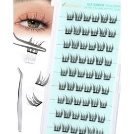 Obeyalash Selbstklebende Wimpern Natürliche Pre Glue Cluster Lashes mit Wimpernpinzette Wimpern Extensions Kit Natürliches Aussehen Wiederverwendbare No Glue Need Lash zu Hause DIY (MJL)