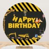 Laeacco 6.5x6.5ft Construction Theme Birthday Round Backdrop Crane Dump Digger