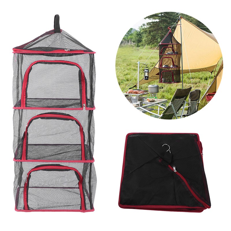 Outdoor Hanging Drying Rack Folding 4 Layers Storage Basket for