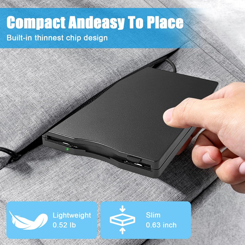 GeluEla USB Floppy Disk Drive, 3.5 Inch Floppy Disk Reader,