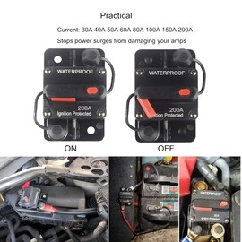 OUHL 200 Amp Circuit Breaker Manual Reset 30-250A for Car Truck Rv ATV Marine Trolling Motors Boat Vehicles,12V-48V DC (200A)