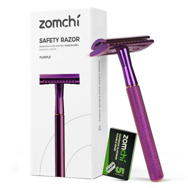 ZOMCHI Women's Safety Razor – Women's Metal Razor – Manual Razor for Men and Women – Reusable Safety Razor – Purple
