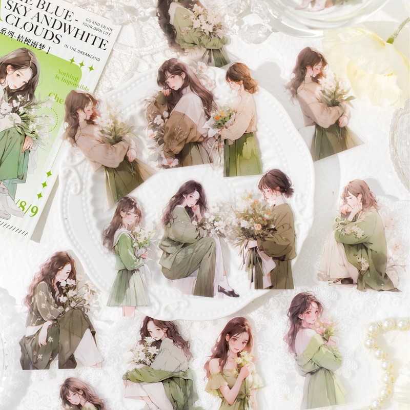 Seal, Collage, Assortment, Flake Stickers, Retro, Fashionable, Girls (Fog)