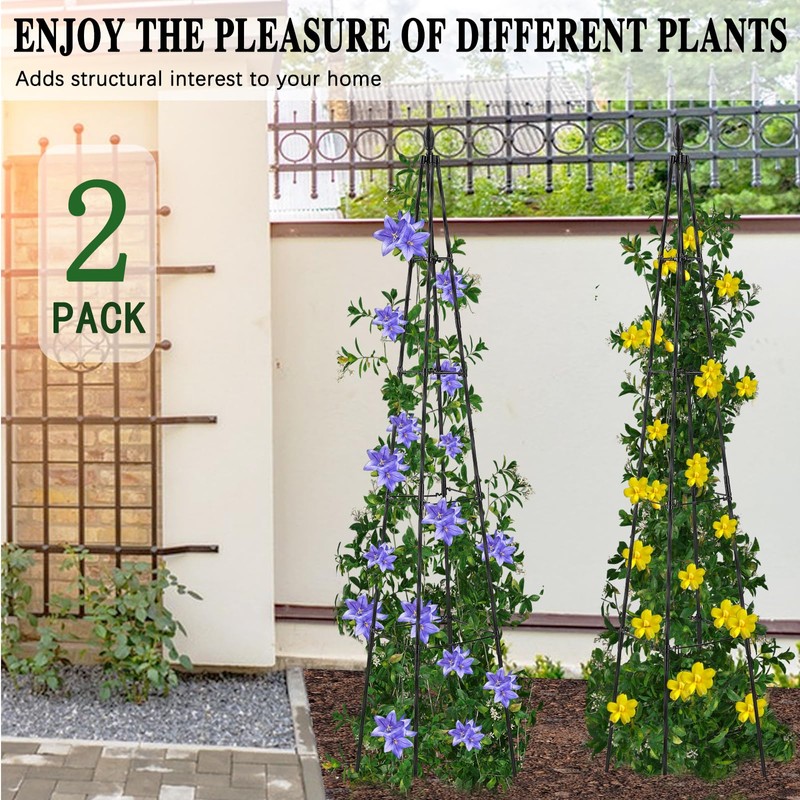 AlisisFores 2 Pack Garden Trellis for Climbing Plants Outdoor,63inch Tall