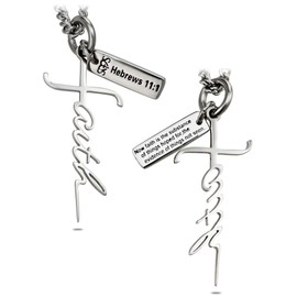 Shields of Strength Women's 14K Gold or Stainless Steel Faith Cross Pendant Necklace Hebrews 11:1 Bible Verse Christian Gifts Religious Jewelry Girl