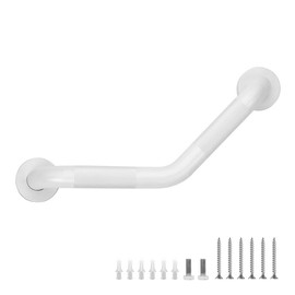 Grab Bars for Bathtubs and Showers- 1-1/4 x 16" Angled Shower Grab Bar for Seniors Knurled Stainless Steel Handicap Grab Bars for Wall (White, 1 Pack)