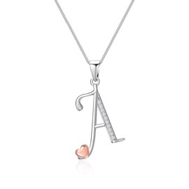 Mesovor 925 Sterling Silver Initial Necklace for Women, Dainty Sterling Silver Letter Cubic Zirconia Necklace Jewelry Gifts for family Mother Sister Wife (Letter-A)