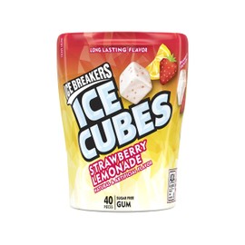 ICE BREAKERS Ice Cubes Strawberry Lemonade Sugar Free Chewing Gum Bottle, 3.24 oz (40 Pieces)
