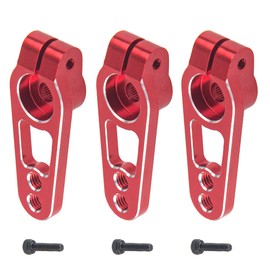 3Pack ShareGoo Metal 25T Servo Horn,25 Teeth Spline Steering Arm Server Rocker Compatible with Futaba Savox Power HD MG995 MG996 Servos Motors for RC On Road Touring Car Truck Models Boat (Red)