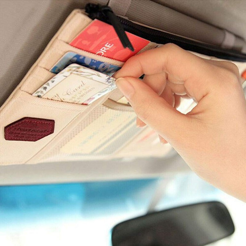 Car Sun Visor Organiser, Riloer Car Interior Accessories, Storage Bag,