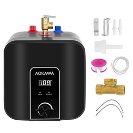 Aokawa Electric Mini Tank Water Heater 2.5 Gallon Under Sink Instant Hot Water Point of Use for RV Kitchen Bathroom Camper with Safety Vavle 1/2" NPT Wall or Floor Mounted