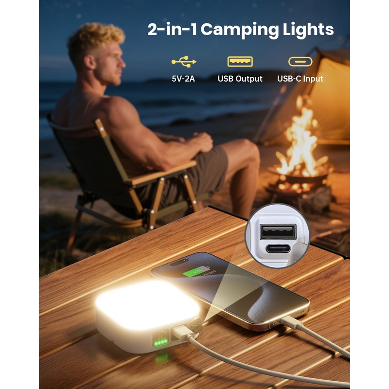 Eventek Solar Camping Lights 10000mAh, Rechargeable Solar Camping Lantern Up