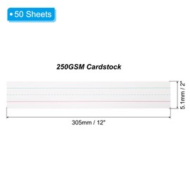 PATIKIL 50 Sheets Dry Erase Sentence Strips, 2" x 12" Reusable Cardstock Blue Red Lined Writing Paper Ruled Sentence Strips for Teachers Classroom Schedule