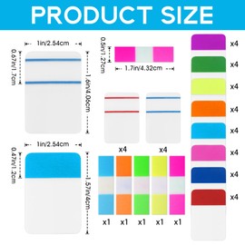 1000 Pcs Color Index Tabs (800 Medium + 200 Small) - Repositionable Page Markers for Notebooks, Books, Bibles and Office Files (Small and Medium-Sized Account, 1000, Pack)