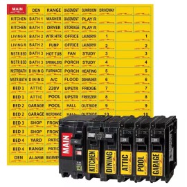 DURABLE 129 Waterproof Fuse Box Stickers Durable Circuit Breaker Labels Yellow US SELLER