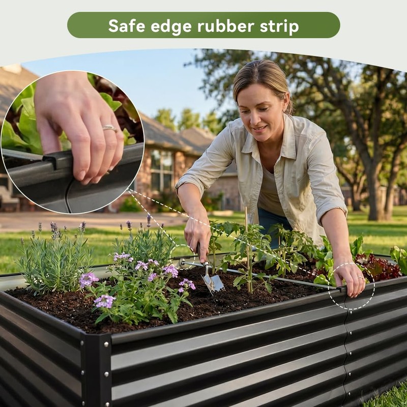 COMHOMA 2 Pack Galvanized Raised Garden Bed,6x3x2ft Large Metal Planter
