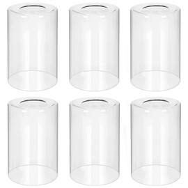 6-Pack Clear Glass Shade Replacements, Cylinder Glass Lamp Shade Covers for Light Fixtures, 5.5In Height, 3.54In Diameter, 1.65In Fitter Globe Glass Shades for Islands Pendant Chandeliers Wall Sconces