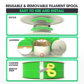 eSUN PLA+ Refilament 1.75mm and Upgarded eSpool+ Set, Reusable and Removable Filament Spool Replacement with 3D Printer Refill PLA Plus,Black