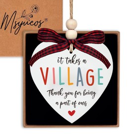 Thank You Gift, It Takes a Village Thank You for Being a Part of Ours Wood Ornament Keepsake Sign Heart Plaque Appreciation Gifts for Coworkers, Mentors, Friends, Inspirational Hanging Home Decor