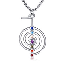 HUKKUN Chakra Necklace Sterling Silver Reiki Symbols Chakra Necklaces for Women Healing Jewelry for Women