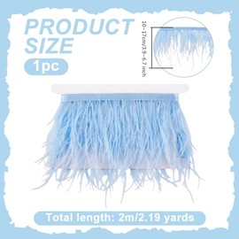 OLYCRAFT 2m Light Blue Ostrich Feather Trim 10~17cm Width Fringe Trim Sewing Feather Trim Ribbon Feathers Sewing Crafts Decor for DIY Sewing Clothing Accessories Home Party Costumes Decoration