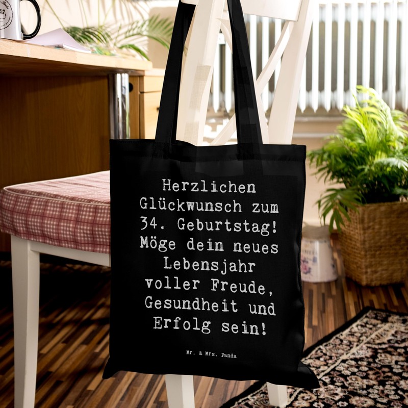 Mr. & Mrs. Panda Tragetasche Spruch 34. Geburtstag - Geschenk,