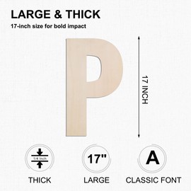 MGTECH 17 Inch Large Wooden Letter P, 1/4 in Thick Big Wood Letter for Crafts and Wall Decor