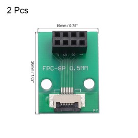 QUARKZMAN FFC FPC Connector Board 8 Pins 0.5 mm Socket to 2.54 mm Double Row Female Header Strip Adapter, PCB Converter Board for LCD TVs/Digital Cameras/Laptops Pack of 2