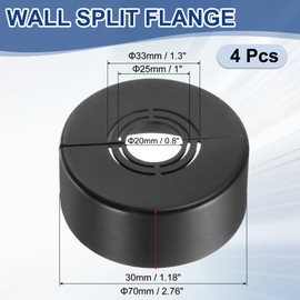 uxcell Wall Split Flange, 4 Pcs 70x30 mm - Cuttable ABS Round Escutcheon Plate Cover Buckle, Shower Arm Flange for 20/25/33mm(0.8/1.0/1.3 Inch) Water Pipe Faucet Decoration (Black)